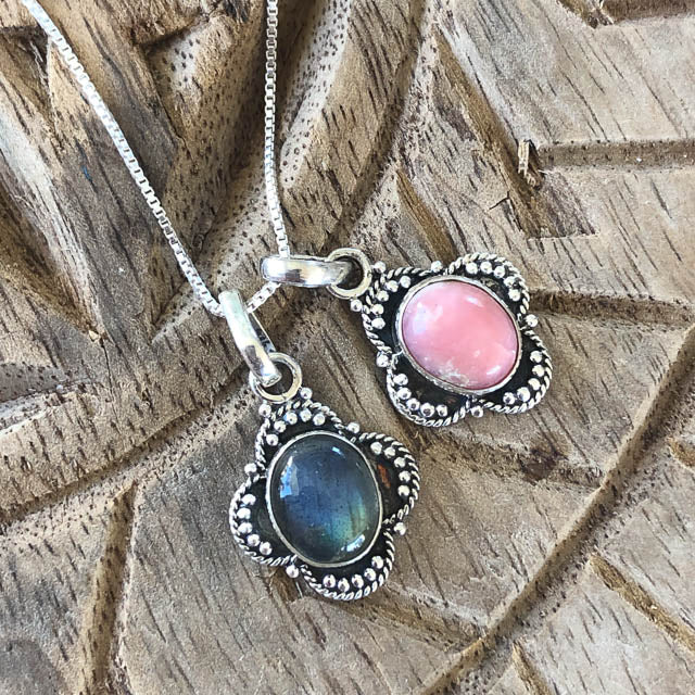 Pink Opal Moon Shadow Necklace