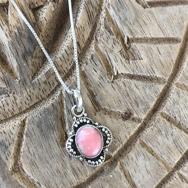 Pink Opal Moon Shadow Necklace
