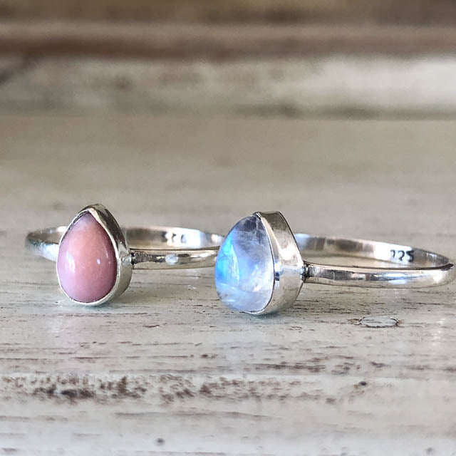 Pink Opal Pear Ring