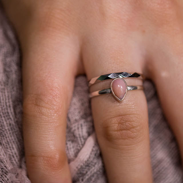Pink Opal Pear Ring