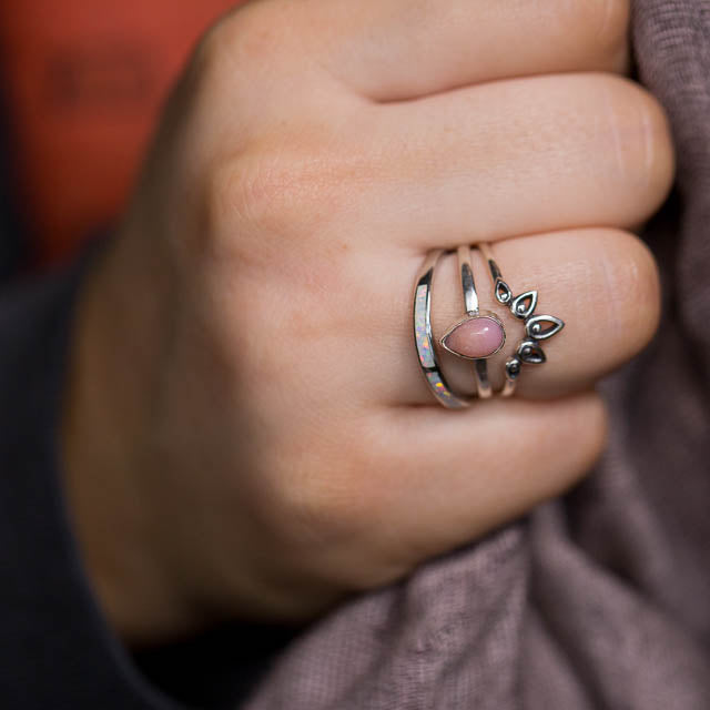 Pink Opal Pear Ring