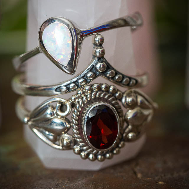 Boho Garnet Ring