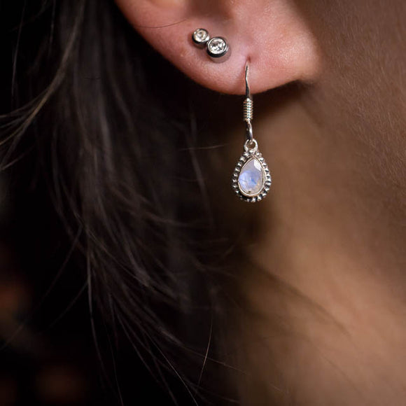 Pear Cut Moonstone Earrings
