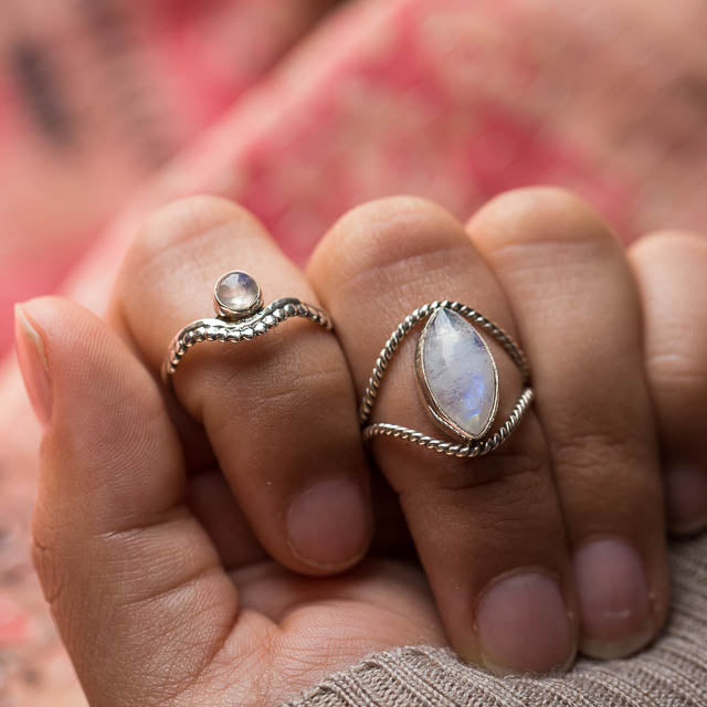 Cyan Moonstone Ring