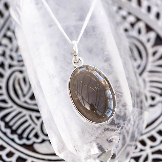 1 cts Brown Smoky Quartz Necklace in Sterling Silver Plated Rose Gold -  BirthStone.com