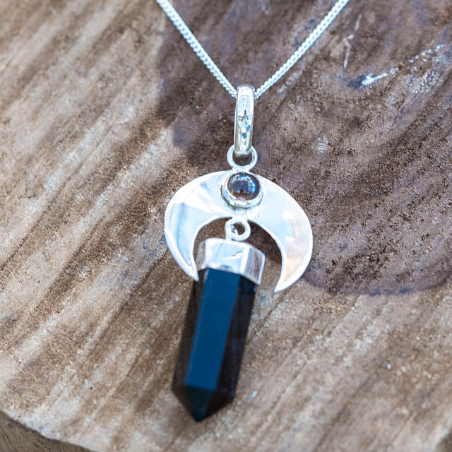 Smoky Quartz Moon Necklace