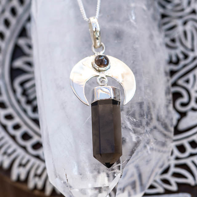 Smoky Quartz Moon Necklace