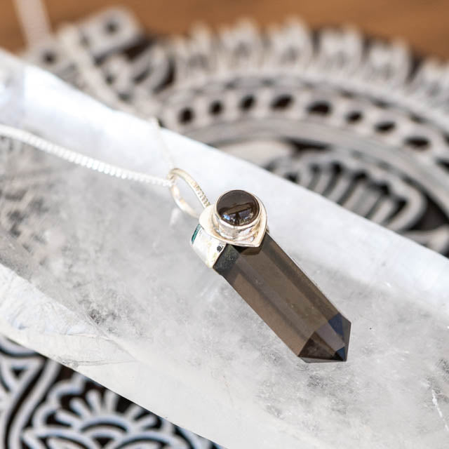Smoky Quartz Pencil Necklace