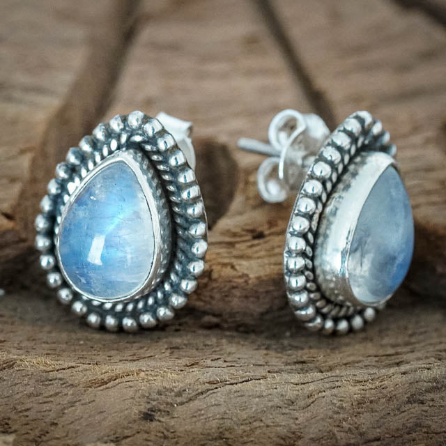 Raindrop Moonstone Studs