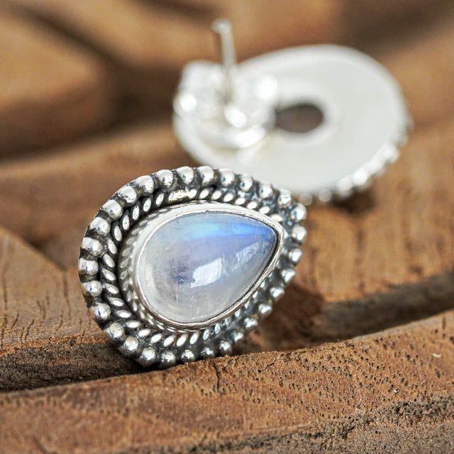 Raindrop Moonstone Studs