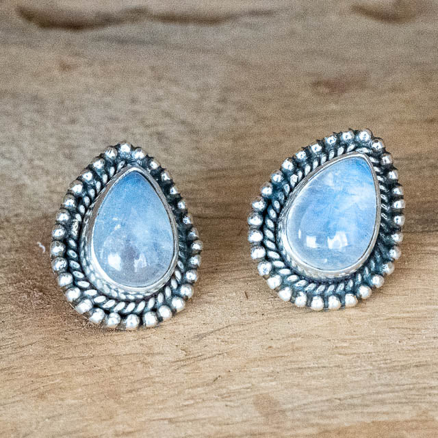 Raindrop Moonstone Studs