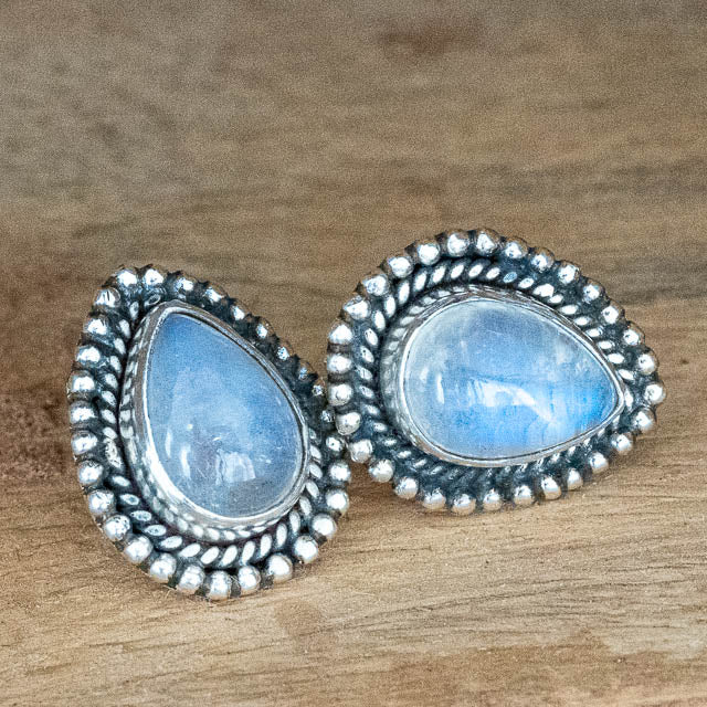 Raindrop Moonstone Studs