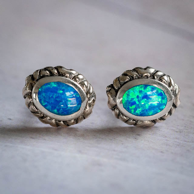 Blue Opal Studs