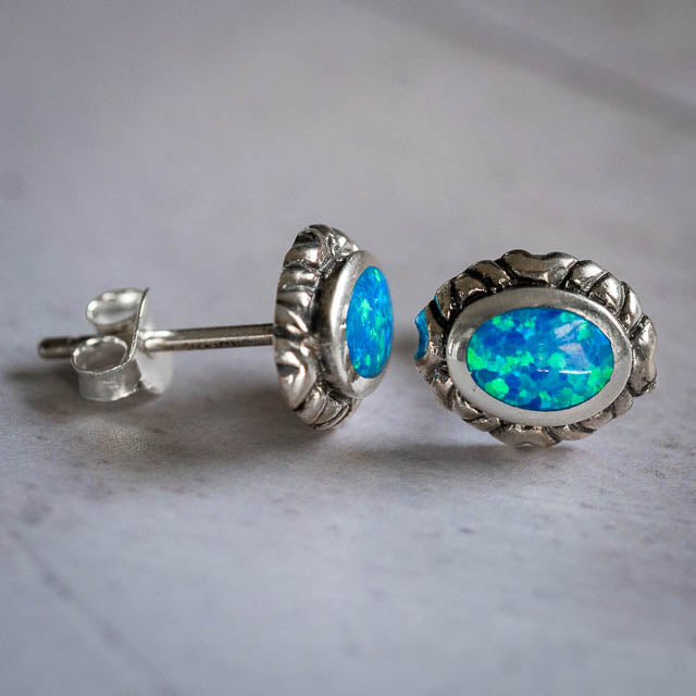 Blue Opal Studs