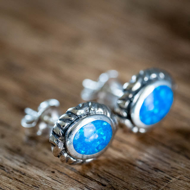 Blue Opal Studs
