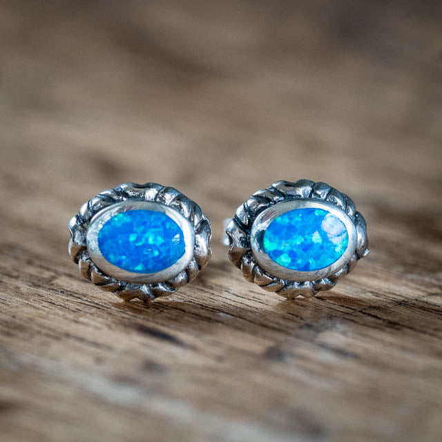 Blue Opal Studs