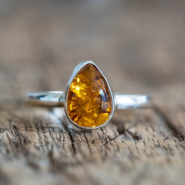 Amber Tear Ring