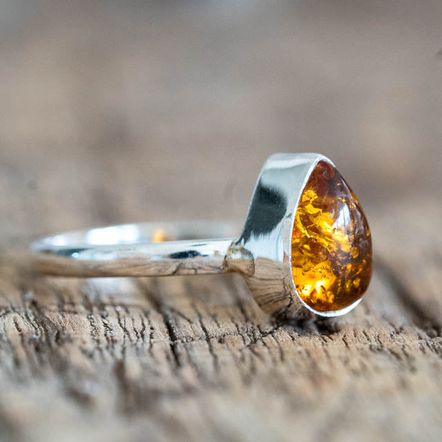 Amber Tear Ring