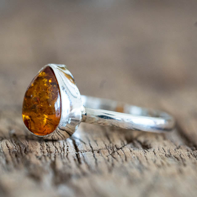 Amber Tear Ring