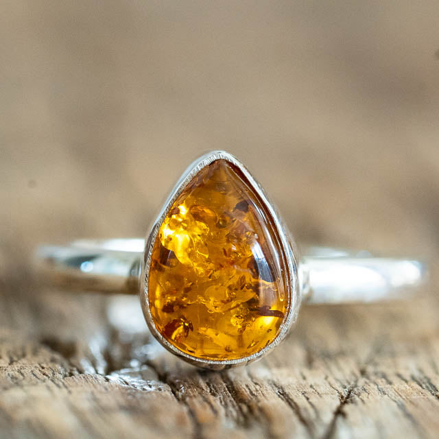Amber Tear Ring