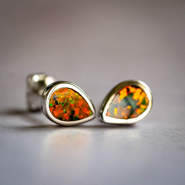 Black Opal Stud Earrings