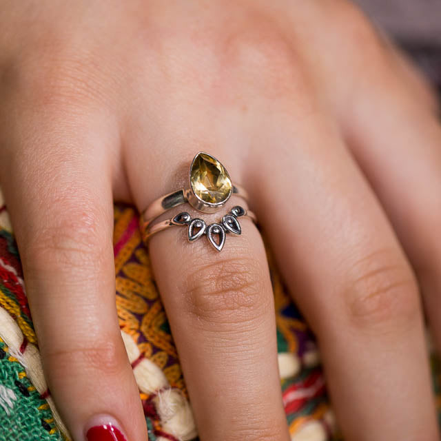 Citrine Tear Ring