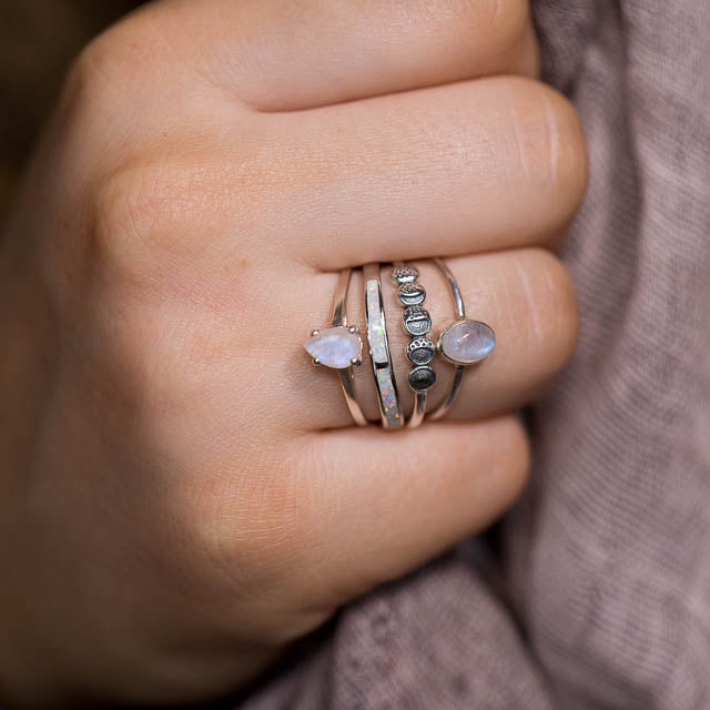 Dainty Tear Moonstone Ring