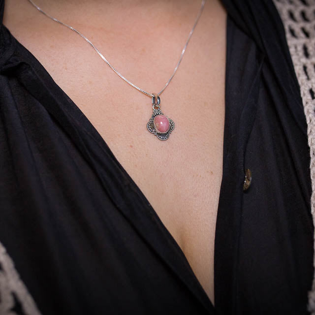 Pink Opal Moon Shadow Necklace