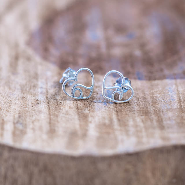 Silver Heart Surf Studs