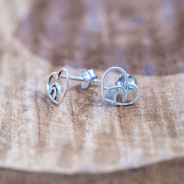 Silver Heart Surf Studs