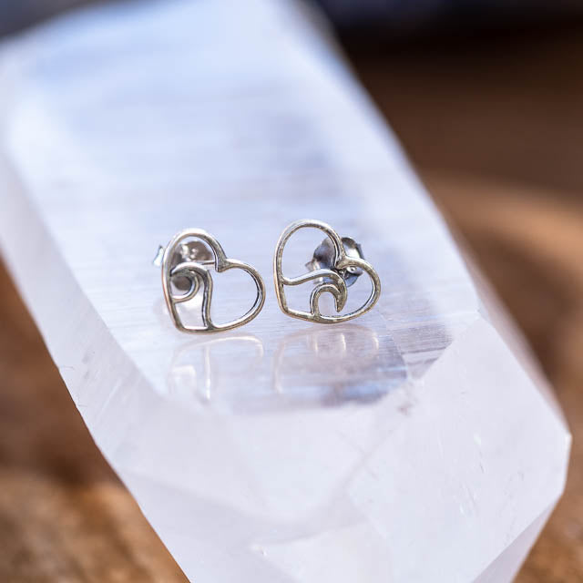 Silver Heart Surf Studs
