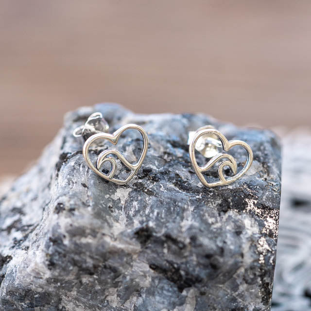 Silver Heart Surf Studs