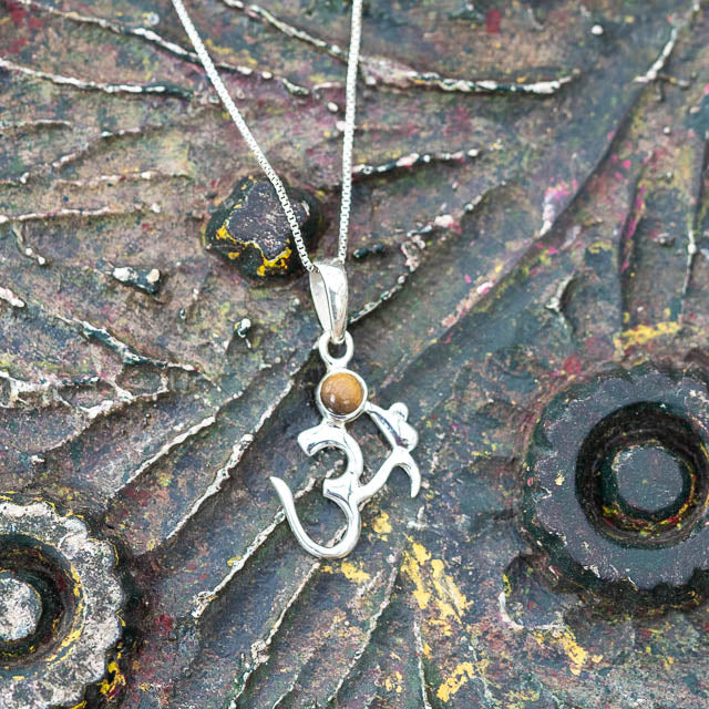 Om Tigers Eye Necklace