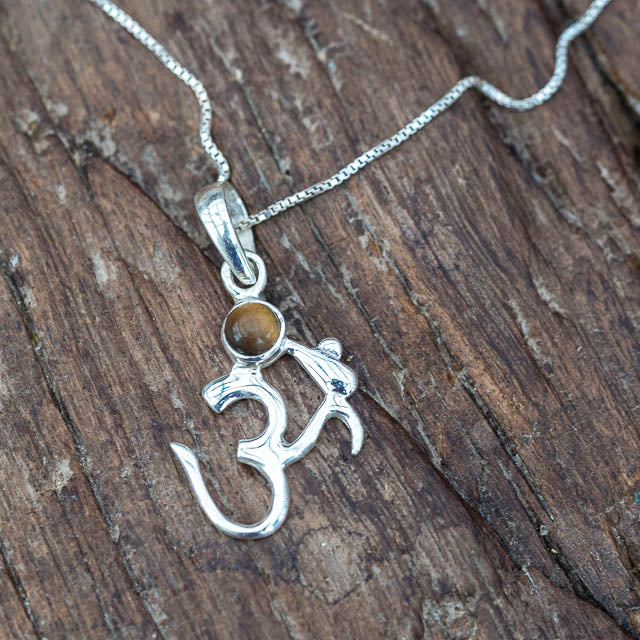 Om Tigers Eye Necklace