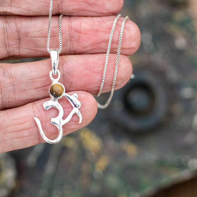 Om Tigers Eye Necklace