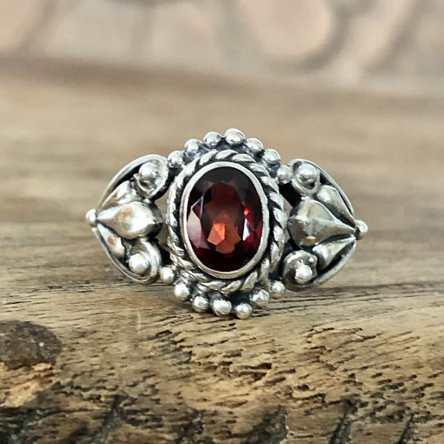 Boho Garnet Ring