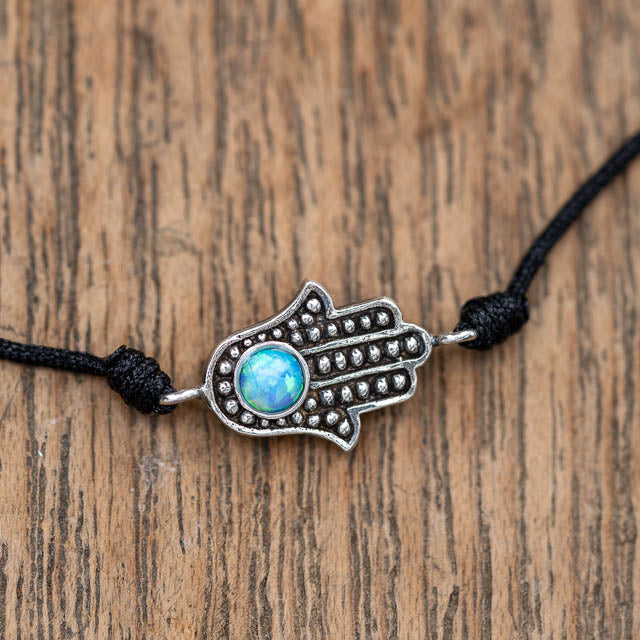 Hamsa Blue Opal Bracelet
